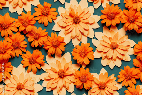 Seamless pattern. Marigold flowers pattern 3d illustration. Repeatable background  wallpaper  backdrop