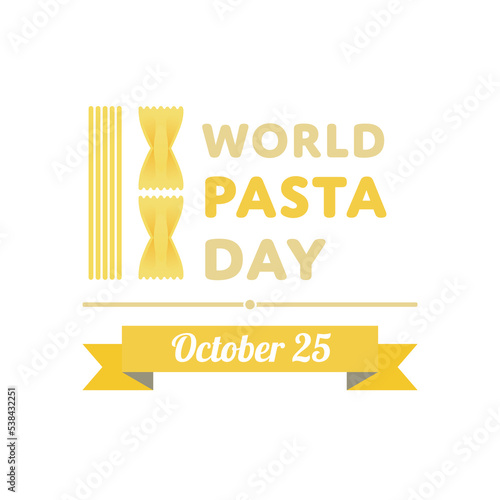 World pasta day. Pasta and fork logo design illustration for banner, poster on october.
