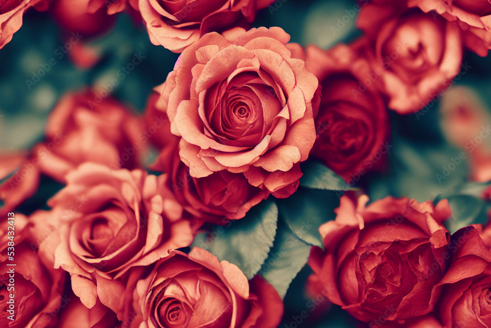 eamless pattern of red roses. Romantic floral repeatable background, backdrop, wallpaper. 3d illustration. eamless pattern of red roses. Romantic floral repeatable background, backdrop, wallpaper. 3d illustration.