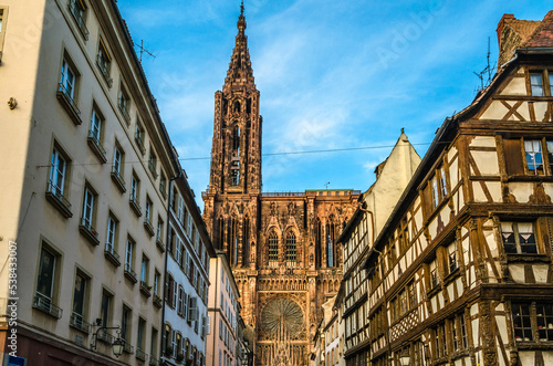 View of the Gothic cathedral in Strasbourg, France