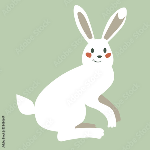 White rabbit bunny. Christmas cute hare. © Nastia