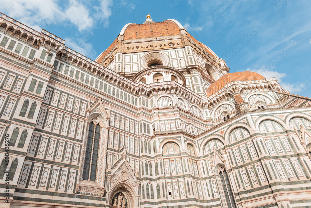 Beautiful historic famous cathedral architecture in the amazing European city of Florence, Italy