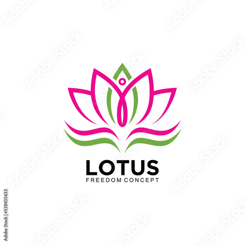 Fototapeta Naklejka Na Ścianę i Meble -  Lotus logo design with freedom concept