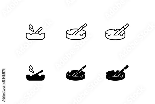 Ashtray Icon, Cigarette Ashtray Vector Art Illustration on white background