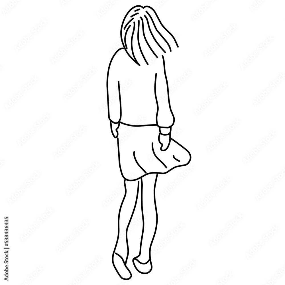 girl black watching scenery wind