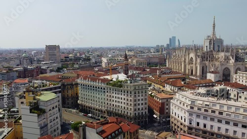 Wallpaper Mural Milan city skyline aerial view at dawn flies backwards. The theatrical performance shot from the Milan cityscape in the fall.
Aerial footage. A short flight that shows the city of Milan skyscrapers  Torontodigital.ca