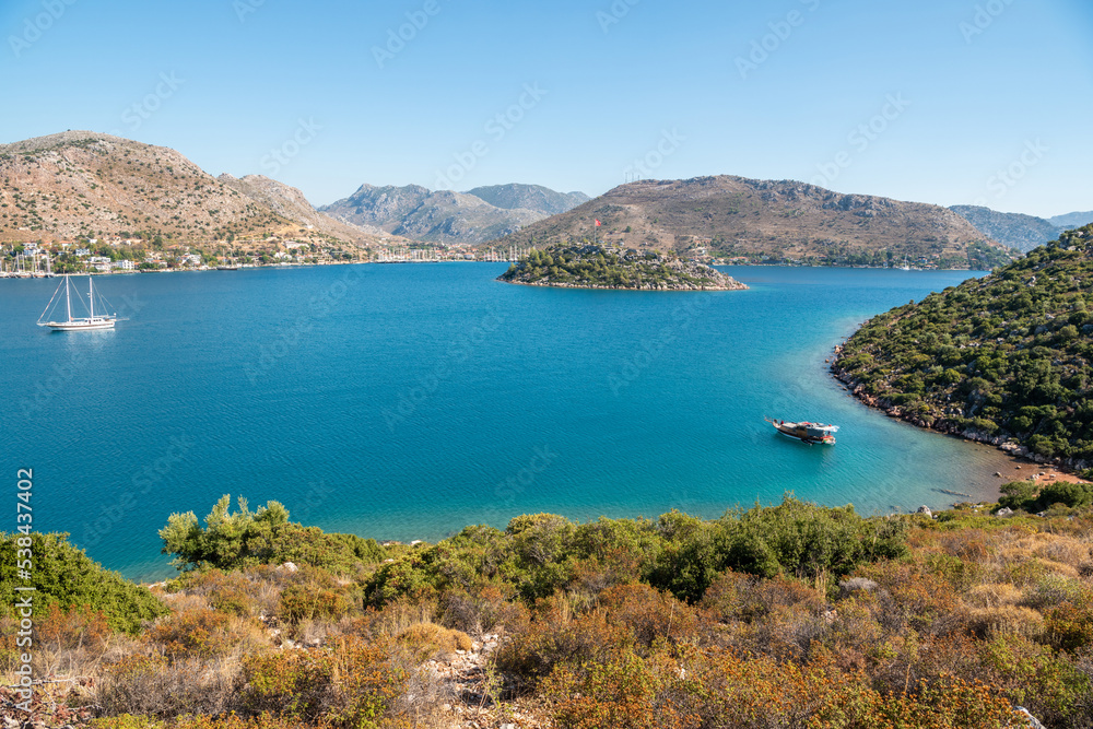 Mediterranean coastline near Bozburun village of Marmaris resort town in Turkey. Mediterranean coastline near Bozburun village of Marmaris resort town in Turkey.