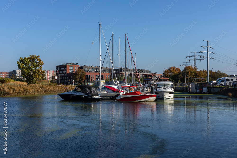 View of the Sienna Grobla marina in Gdansk