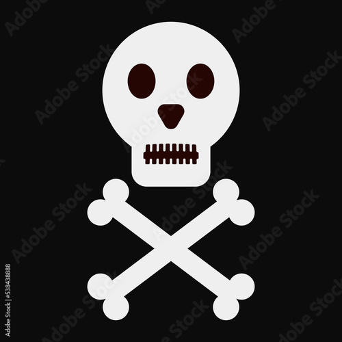 Skull and cross bones on black background Vector illustration