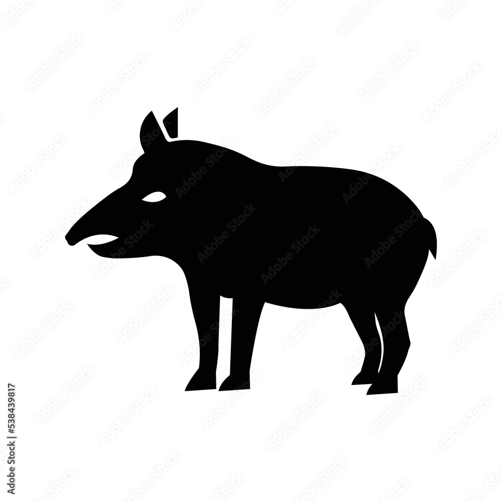 Wild animal mammal tapir icon | Black Vector illustration |