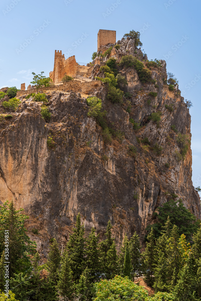 Castle of La Iruela, in the natural park of Cazorla, Segura and Las Villas, Jaen, located on top of a steep cliff.