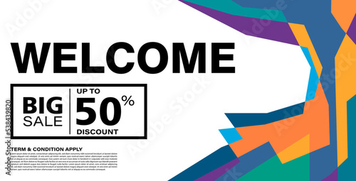 Colorful abstract geometric banner template. Giveaway, discount, cash back, gift card, and member card bonus design template.