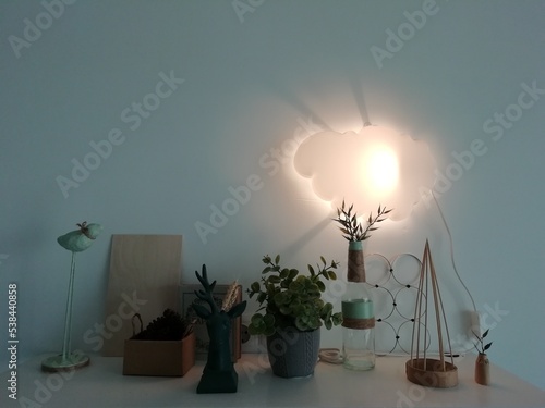 shelf decor with lighting