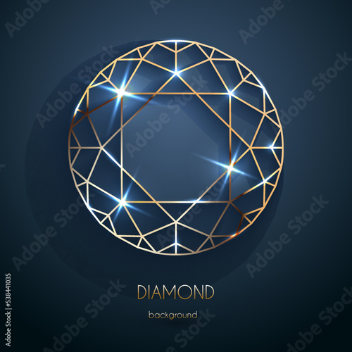 Abstract luxury template with golden diamond outlined shape - eps10 vector
