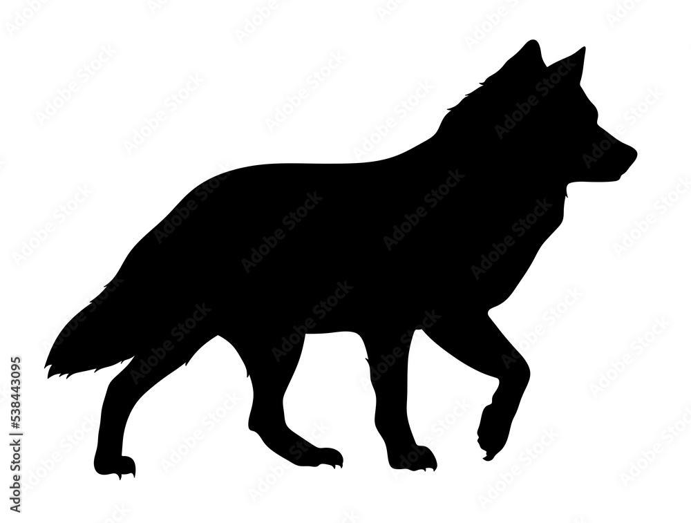 Wolf silhouette. Isolated illustration of a dog. Pet.