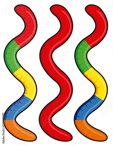 Jelly sweets gummy worms candies vector illustration isolated on white background