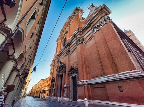 View down Via dell' Indipendenza with the Cattedral di San Pietro to the right, Bologna, Emilia Romagna, Italy photo