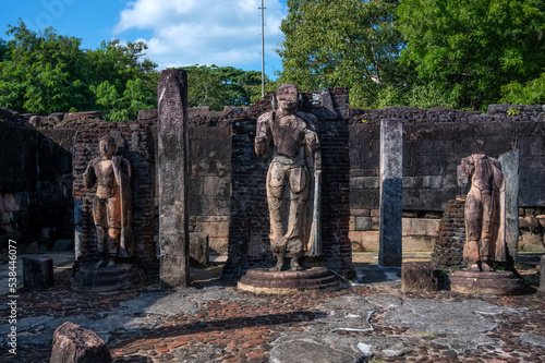 Buddha images in Vatadage temple in ruins of Polonnaruwa in Sri Lanka photo