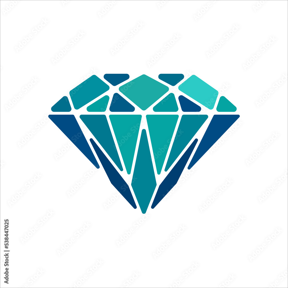 Blue diamond illustration on white background. Gemstone icon. Blue diamond illustration on white background. Gemstone icon.