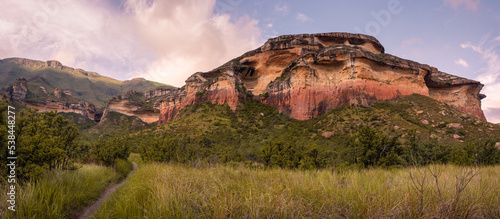 Mushroom Rock at sunset in the Golden Gate Highlands National Park. This is a nature reserve near the popular town of Clarens in the Free State, South Africa.