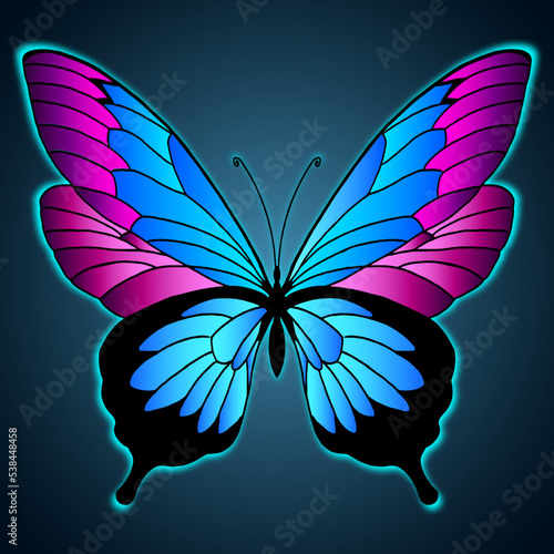 vector butterfly with blue light