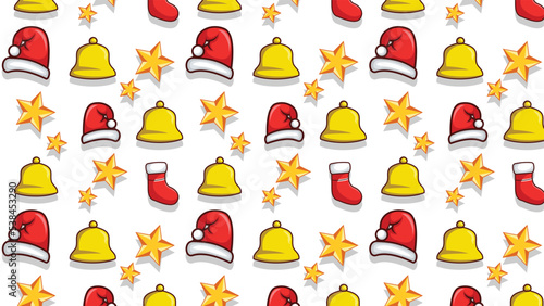 This pattern includes three to four different Christmas elements. design in a flat style. This pattern can be used for wrapping paper, gift box paper, and background