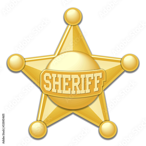 Sheriff five pointed star icon. Vector on transparent background