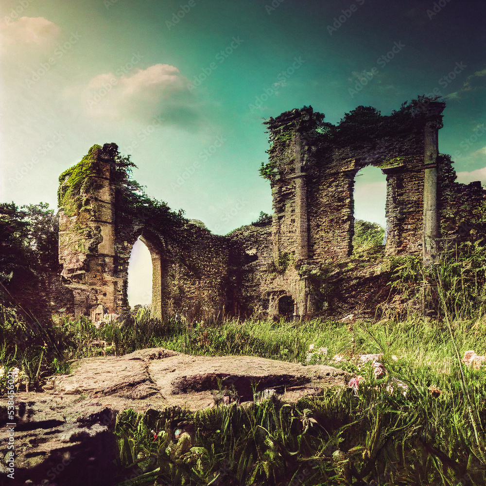 Obraz premium Medieval ruins in a summer landscape