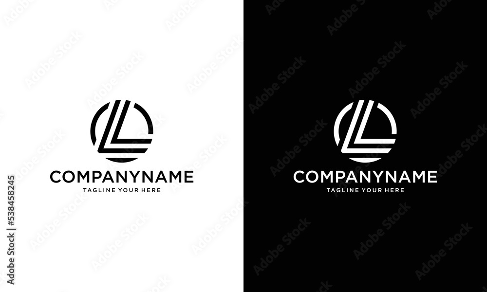 company logo vector of the letter L black color on a black and white background.