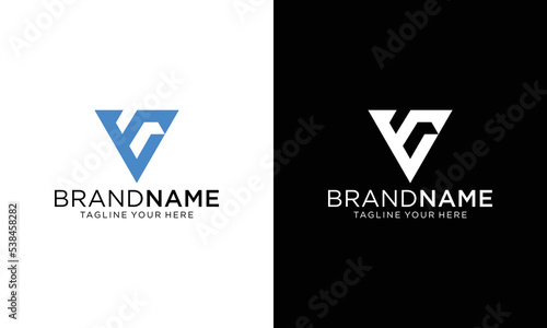 Triangle letter E V modern logo design vector template. on a black and white background.