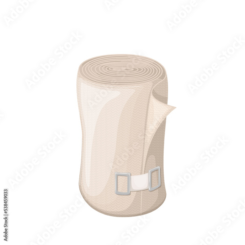 Bandage roll vector illustration. Cartoon isolated medical elastic bandage wrap for dressing with injured broken leg, knee or arm by doctor, compression tape for help in case of accident, injury
