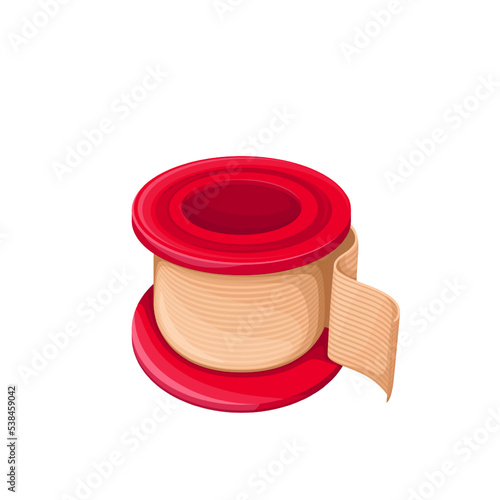 Medical adhesive bandage roll vector illustration. Cartoon isolated circle plastic spool of first aid tape for wound on skin and injury, sticky elastic bandage bandaid for dressing in hospital