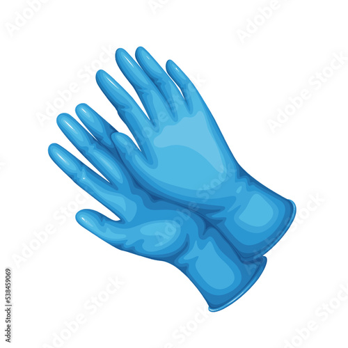 Medical gloves vector illustration. Cartoon isolated blue protective rubber or latex clothing for doctors hands, disposable antibacterial gloves for protection against viruses from first aid kit