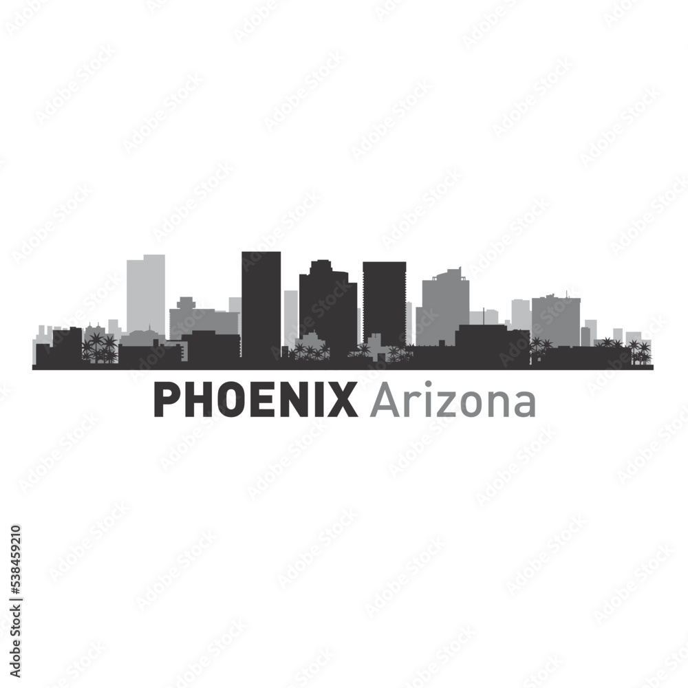 Phoenix Arizona city skyline vector graphic illustration