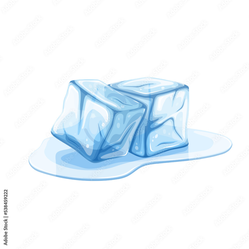 Premium Vector  Two ice cubes in water puddle