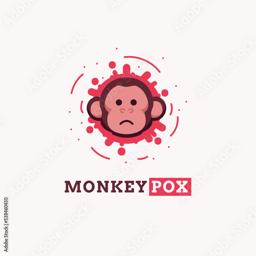 Monkey virus vaccine logo. Minimalism flat art. Vector illustration icon