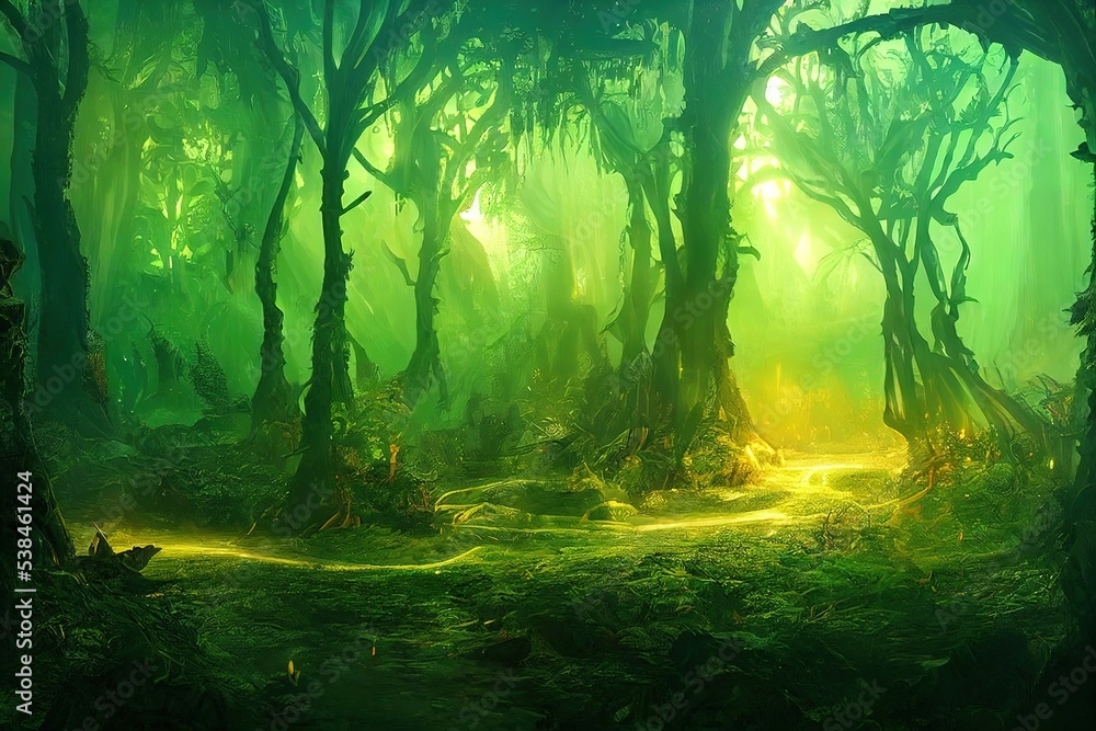 Mystical Jungle Haven Fog Enveloped Forest Paradise Background