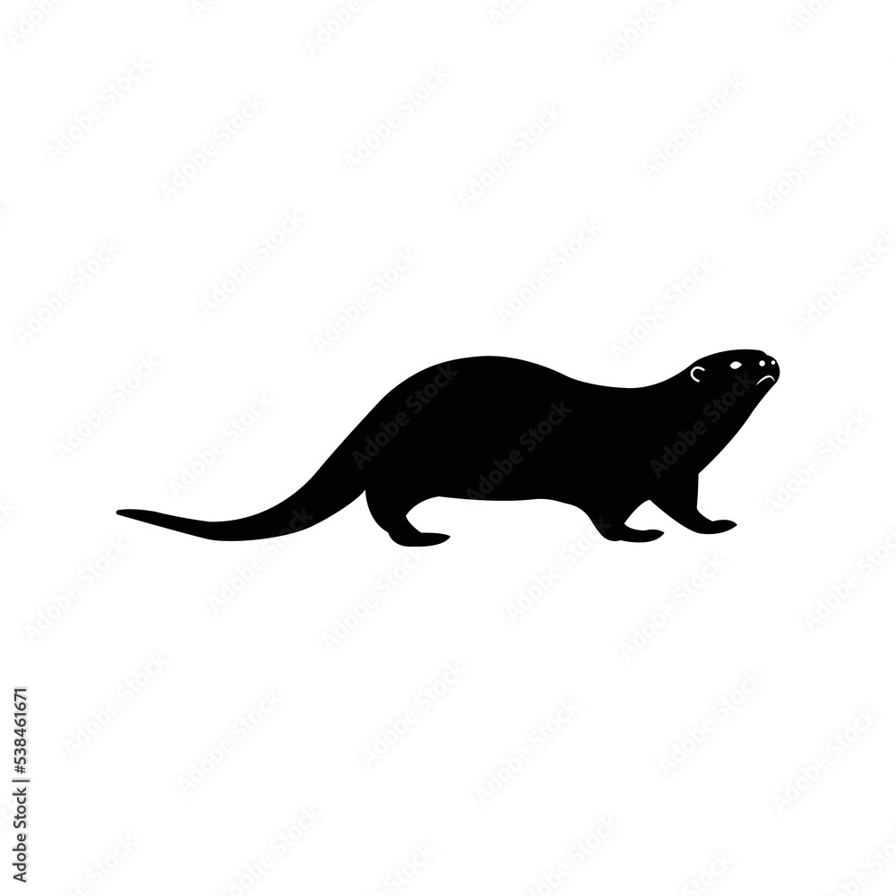 Aquatic animal mammal otter icon | Black Vector illustration |