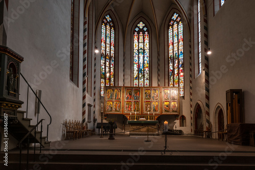 pulpit, choir and double-winged altar of the Jacobi Church in Goettingen
