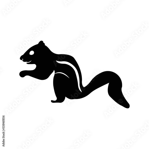 Chipmunk cute squirrel rodent icon   Black Vector illustration  