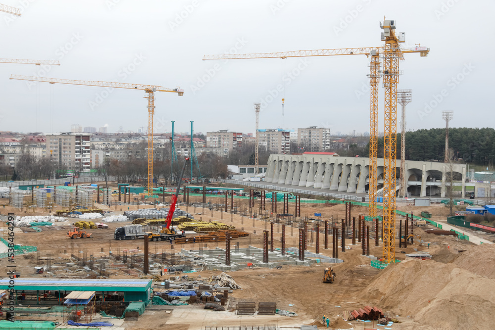 MINSK, BELARUS - 9 SEPTEMBER, 2022: stadium construction