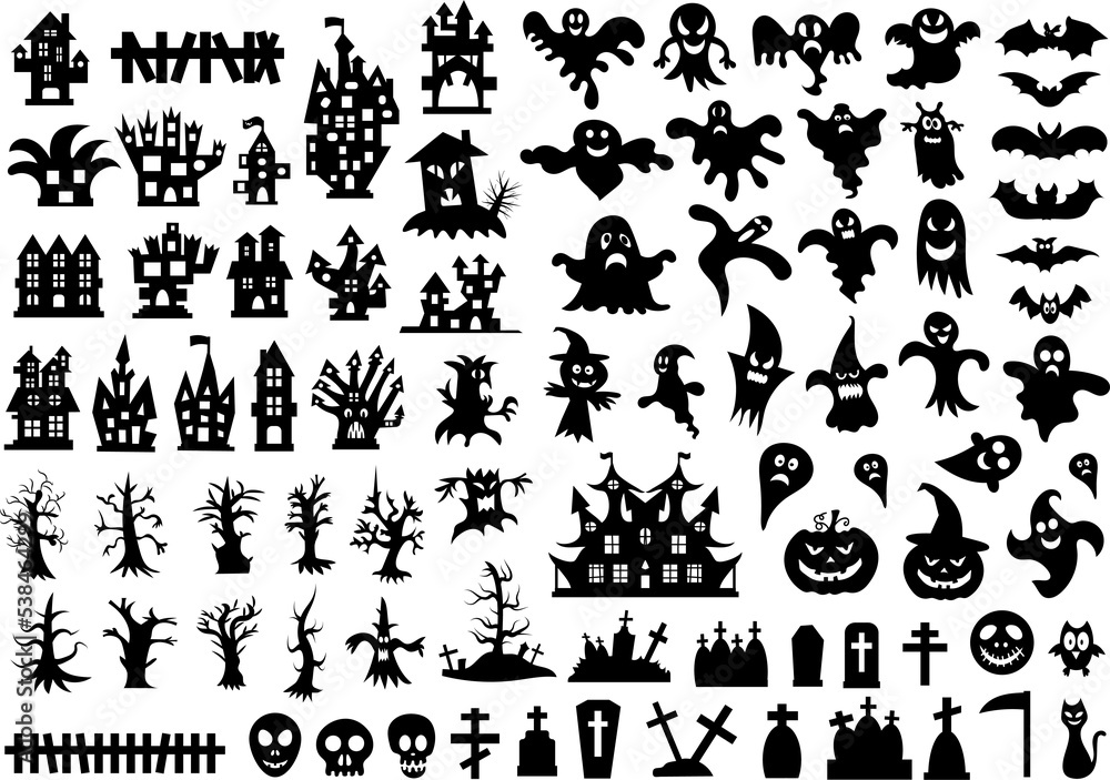 Big set of silhouettes of Halloween Big set of silhouettes of Halloween