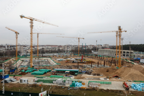 MINSK, BELARUS - 9 SEPTEMBER, 2022: stadium construction