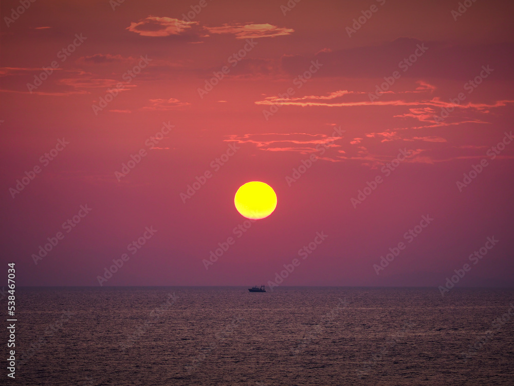 Sunset in greek islands of cyclades