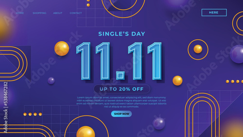 gradient 11 11 shopping day landing page template vector design illustration