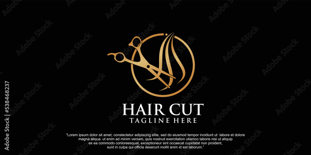 Luxury hair salon logo design premium vector