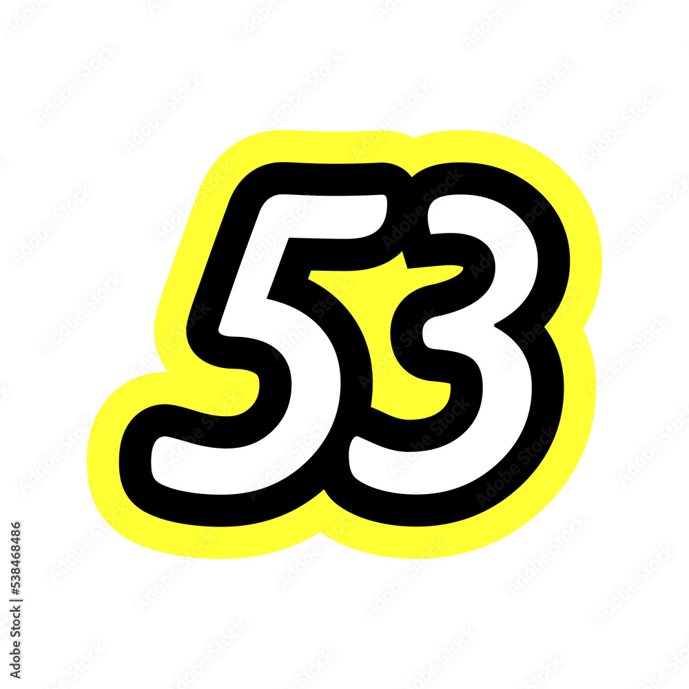 Simple Number 53 With Typography Logo Simple Number 53 With Typography Logo