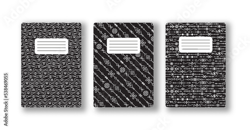 Trendy cover template with copy space set for annual notebook, brochure, copybook print, diary. Vintage calligraphic divider ornament. Retro pattern decor for magazine covers, booklet journal concept