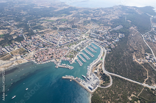 Sigacik Marina in the Cittaslow City Seferihisar Drone Shot, Izmir Turkey photo