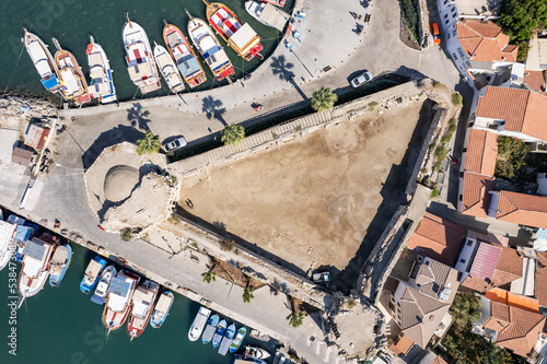 Sigacik Marina in the Cittaslow City Seferihisar Drone Shot, Izmir Turkey photo